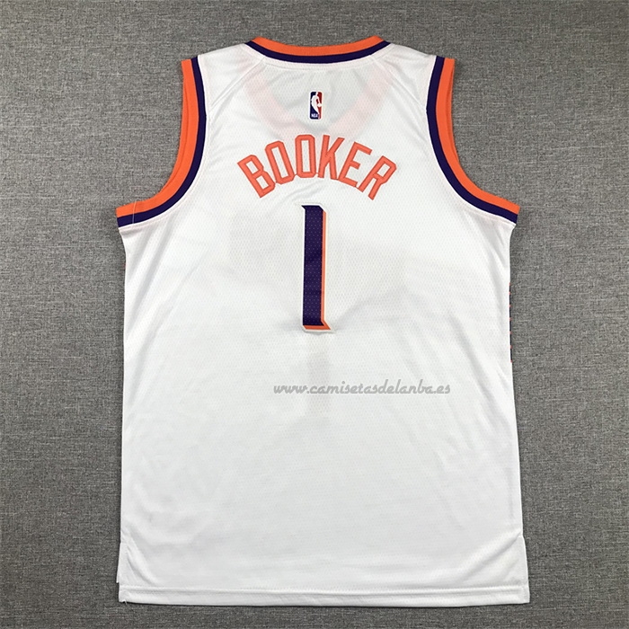 Camiseta Nino Phoenix Suns Devin Booker NO 1 Association 2023-24 Blanco